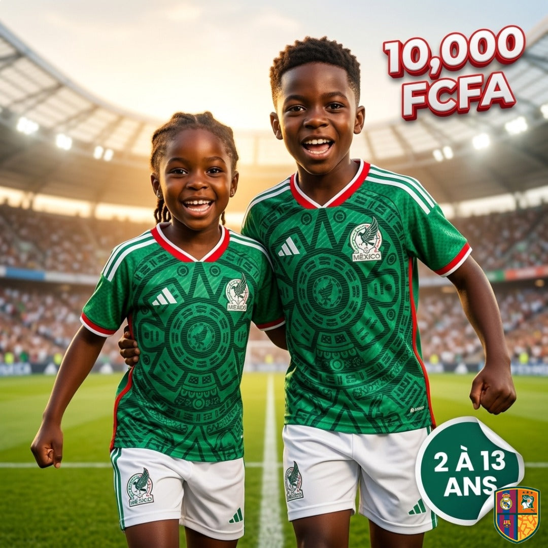 Ensemble Maillot et Short de Foot Mexique Enfant - Collection Domicile (2 à 13 ans)