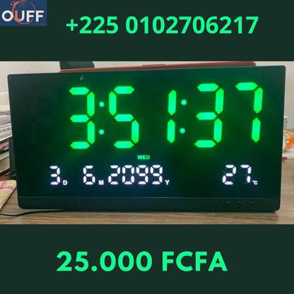 Très Grande Horloge Numérique LED 36 cm Longueur sur 20 cm de hauteur