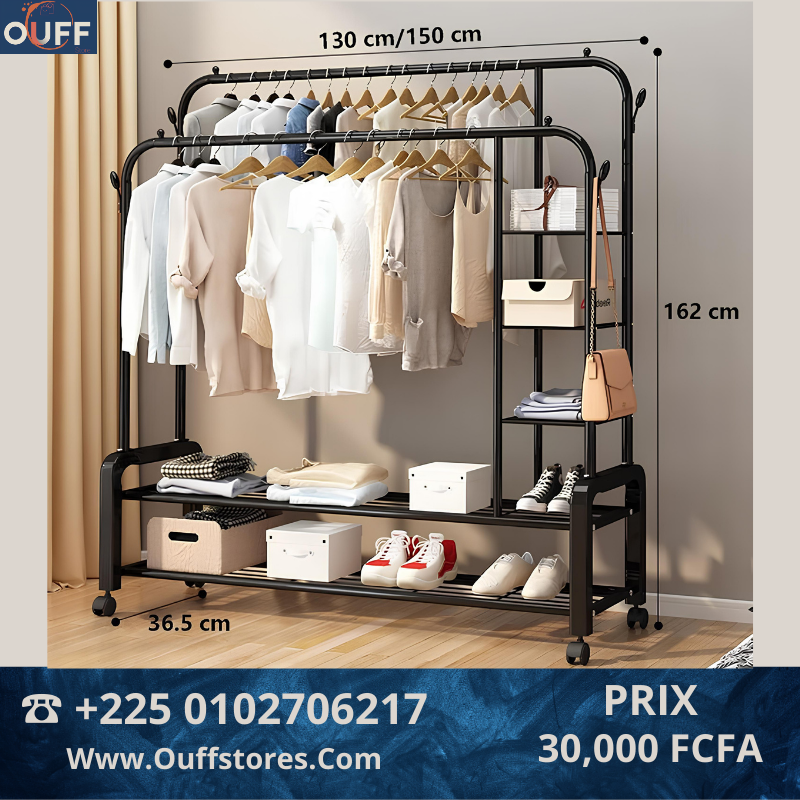 Porte-Vêtements Double Pôle Métallique