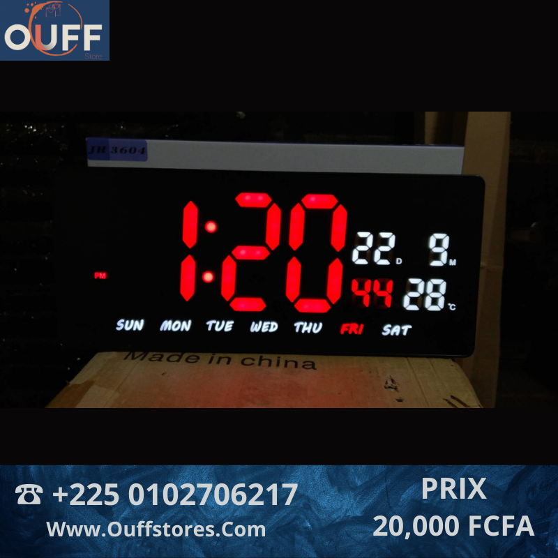 Grande horloge numérique LED 36 cm Longueur sur 15,5 cm de hauteur