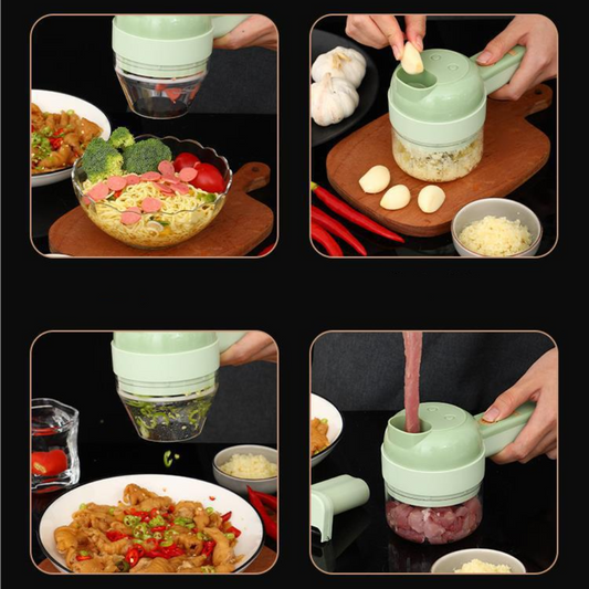 Coupe-Légumes Multifonction sans Fil – Broyeur d'Ail et Piment – Kit de Cuisine Complet