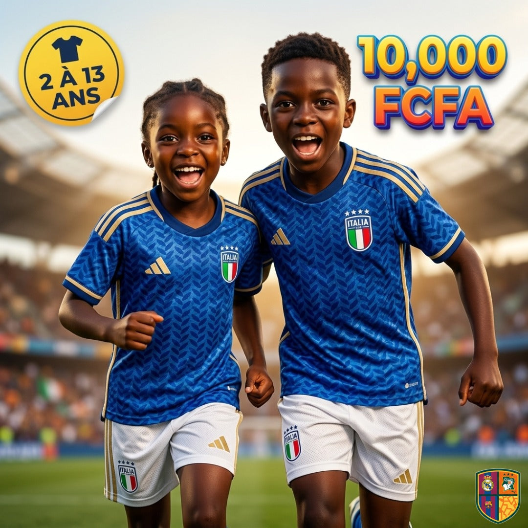 Ensemble Maillot et Short de Foot Italie Enfant - Collection Domicile (2 à 13 ans)