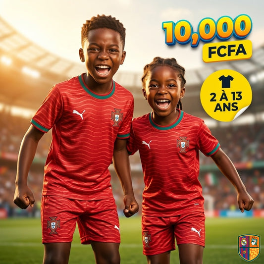 Ensemble Maillot et Short de Foot Portugal Enfant - Collection Domicile (2 à 13 ans)