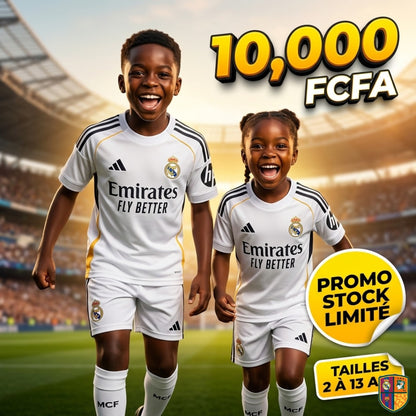 Ensemble Maillot et Short de Foot Real Madrid Enfant - Collection Domicile (2 à 13 ans)