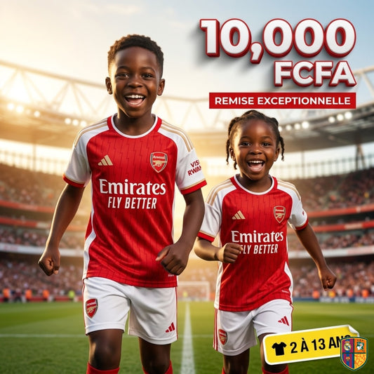 Ensemble Maillot et Short de Foot Arsenal Enfant - Collection 2024/2025 (2 à 13 ans)