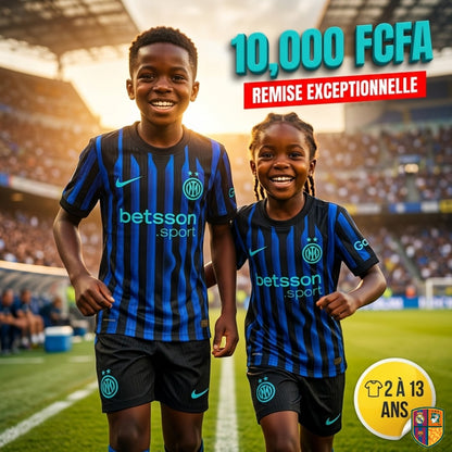 Ensemble Maillot et Short de Foot Inter Milan Enfant - Collection Domicile (2 à 13 ans)