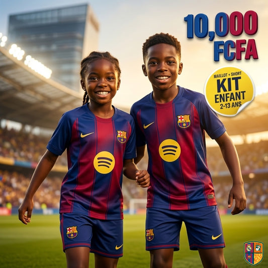 Ensemble Maillot et Short de Foot FC Barcelone Enfant - Collection Domicile (2 à 13 ans)