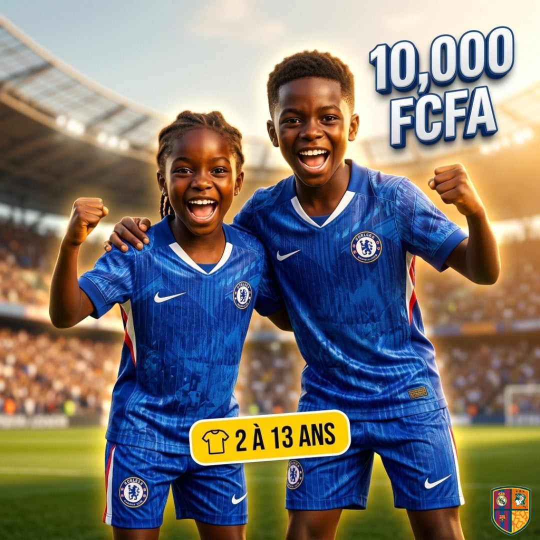 Ensemble Maillot et Short de Foot Chelsea Enfant - Collection Domicile (2 à 13 ans)