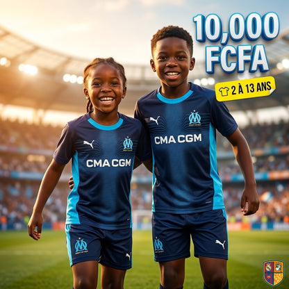Ensemble Maillot et Short de Foot Olympique de Marseille Enfant - Collection Extérieur (2 à 13 ans)