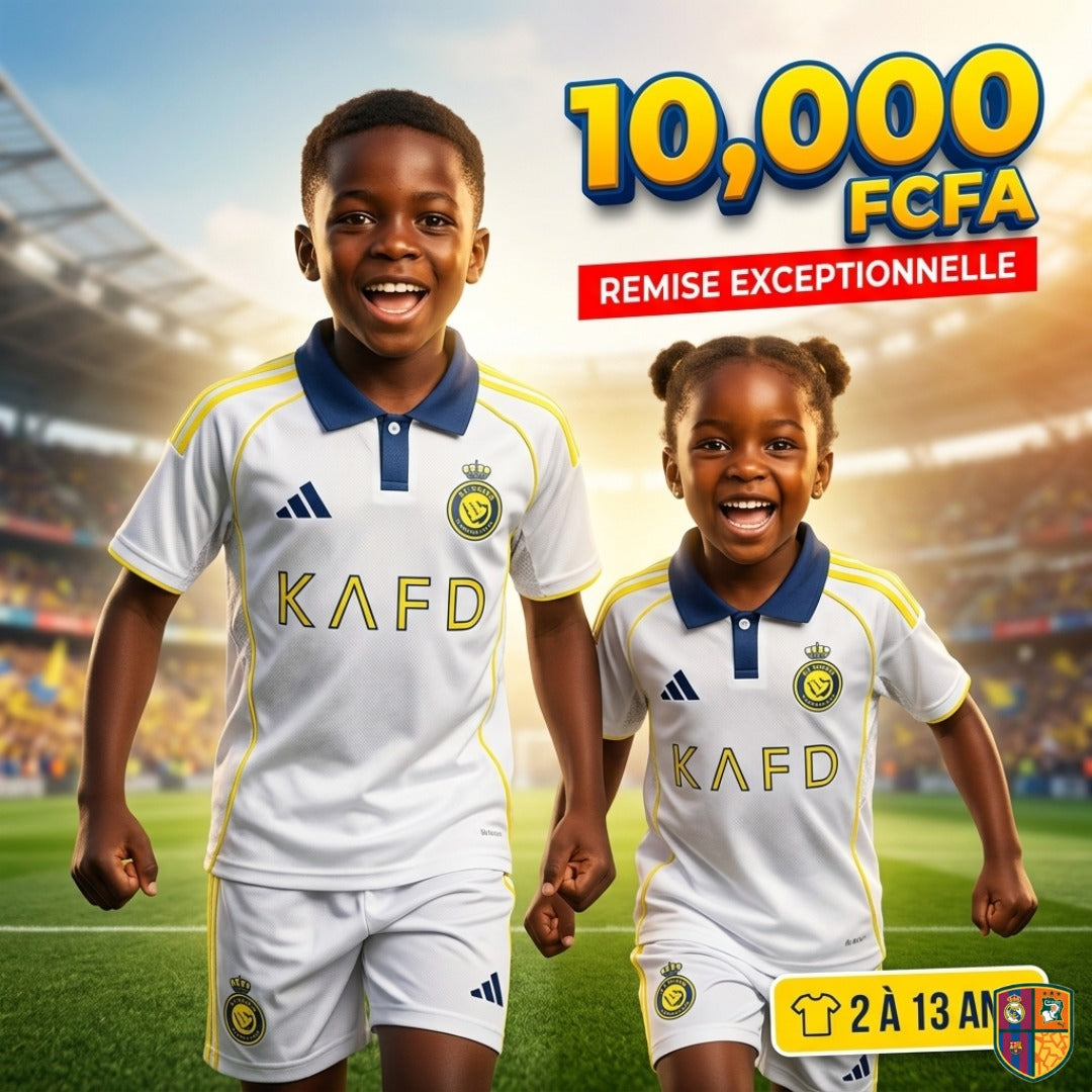 Ensemble Maillot et Short de Foot Al-Nassr Enfant - Collection Extérieur (2 à 13 ans)