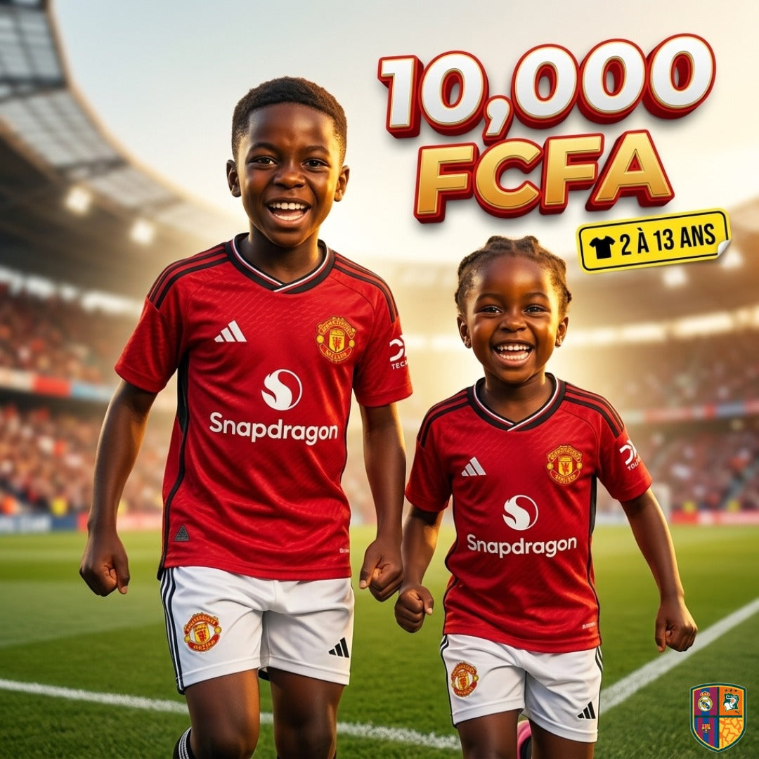 Ensemble Maillot et Short de Foot Manchester United Enfant - Collection Domicile (2 à 13 ans)