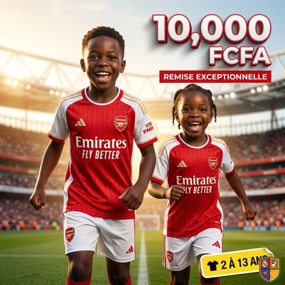 Ensemble Maillot et Short de Foot Arsenal Enfant - Collection 2024/2025 (2 à 13 ans)