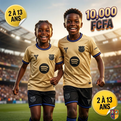 Ensemble Maillot et Short de Foot FC Barcelone Enfant - Collection Or / Black (2 à 13 ans)